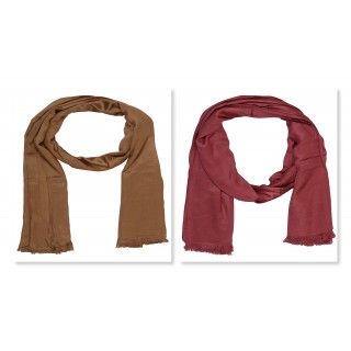 Combo Pack- 2 Premium Satin Plain Women's Stole